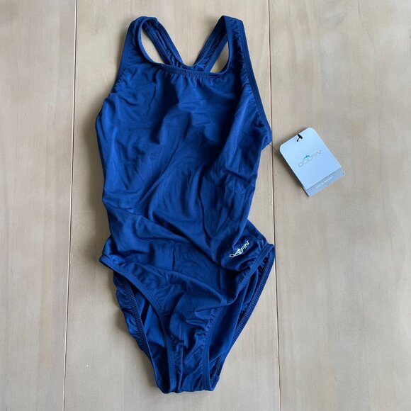 NEW Dolfin Size 30 Swimwear Athletic One Piece Swimsuit Racerback Straps Keyhole - Picture 2 of 10